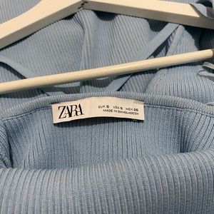 zara blue ribbed bodycon dress